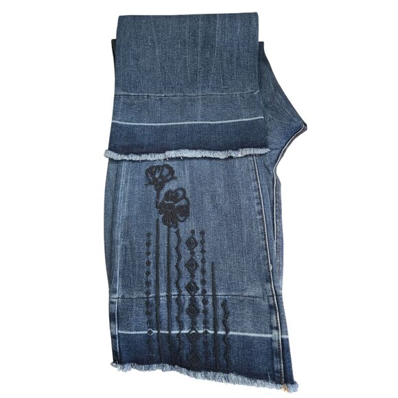 Embroidered Flared Jeans With Frayed Hem 36x32 boho cottagecore western relaxed - Picture 6 of 7